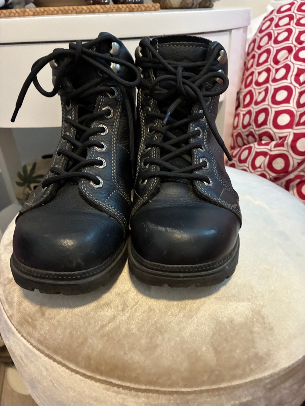 Harley-Davidson Black Leather Lace-Up Work Boots
